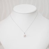 ［pearl615］8mm - 8.5mm ホワイトピンク ペンダント ダイヤモンド付 あこや真珠 0.01ct