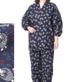 作務衣 楽粋 総柄 日本製 女性 婦人 さむえ 綿100％ 6220 OK-20 レディース 部屋着 作業着 ルームウエア 制服 ユニフォーム 和食店 仕事着 母の日 ギフト 敬老の日 クリスマスギフト プレゼント 和柄 和装