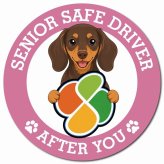 カーサイン 高齢者マーク SENIOR SAFE DRIVER ミニチュアダックスフンド マグネット 強力 直径13cm 肉球 日本製 車 ステッカー
