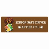 カーサイン 高齢者マーク SENIOR SAFE DRIVER ダックスフンド ステッカー シール 長方形 20x6.7cm 肉球 日本製 車