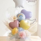 ペット お悔やみ 贈り物 バルーン フラワーアレンジメント 虹の橋 お供え 花 造花 アーティフィシャルフラワー パステルカラー かわいい おしゃれ 犬 猫 うさぎ メモリアル ギフト アレンジメント 命日 一周忌 四十九日 ペット供養 御供 配送日指定可