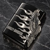 ZIPPO ハーレー ダビッドソン ジッポライター ブラック＆シルバー かっこいい ファイヤー 3面銀燻しメタル イーグル 黒銀 HARLEY-DAVIDSON 日本国内限定モデル ジッポー ギフト