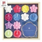 カメヤマ 花づくし キャンドル ギフトセット 植物性 12種入 ろうそく 植物性原料 フローティング ガラス燭台付き【北海道・沖縄県・離島 配送不可】