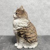 WooBia ウービア 猫 置物 お座りノルウェージャンフォレストキャット マスターズエディション 高さ29.5cm リアル 長毛 ネコ アニマルオブジェ 玄関 リビング インテリア 猫好き 新築祝い 開店祝い 退職祝い プレゼント ギフト