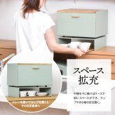 中棚付きブレッドケース TREE TRBC-0040 W400×D330×H260mm 中板サイズ：W390×D300×H106mm 中棚付き大型ブレッドケース スチール棚付き ストッカー レンジ置き レンジラック パンケース キッチン収納 トースター台 トースター置き 上開き 前開き 両開き