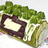 クリスマスまっ茶ロールデコレーションケーキ［クリスマスケーキ クリスマスロール クリスマスプレゼント クリスマスギフト コンパクトケーキ］