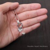 ハワイアンジュエリー ネックレス シルバー ネックレス 刻印 無料 誕生石入れ可 ダブルハート Wハート 人気デザイン シンプル シルバー925 ギフトラッピング可能 チェーン 長さ選べる プレゼント ハロウィン 【品番：CG-SP2630】