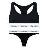 カルバンクライン Calvin Klein(CK) ブラ&ショーツ Tバック セット ロゴ 無地 ノンワイヤー アンダーウェア インナー 下着 QF8493+QF8518 レディース ブラック