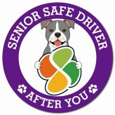 カーサイン 高齢者マーク SENIOR SAFE DRIVER アメリカンスタッフォードシャーテリア マグネット 強力 直径13cm 肉球 日本製 車 ステッカー