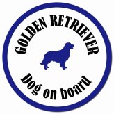 カラフル Dog on board ゴールデンレトリバー ホワイト＆ネイビー カーサイン 車 マグネットステッカー 犬 マグネット 強力 直径13cm 丸型 おしゃれ かわいい ドラレコステッカー 安全対策 危険運転 煽り運転 アニマル 動物 犬種別 屋外 防水 屋内