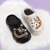 つけるだけで足元とびきり可愛く★サンダル用 デコチャーム 10個セット パール＆ゴールド 豪華セット シューチャーム デコパーツ クロッグサンダル 厚底サンダル DIY