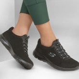 スケッチャーズ レディース スニーカー サミッツ クール クラシック SKECHERS 149206W スリッポン ワイド幅 軽量 ブラック 黒 ウォーキング 歩きやすい　