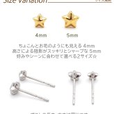 セカンドピアス つけっぱなし 星 スター 4mm 軸太 ロングポスト 金属アレルギー ステンレス かわいい 医療用 サージカル レディース メンズ 小さい プレゼント