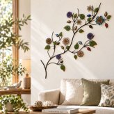 ウォールデコレーション アイアン 陶器 フラワー ウォール デコ 花の木 壁 装飾 ウォールアート ボタニカル 草花 壁飾り 壁掛け 部屋 リビング 店舗 装飾