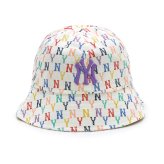 エムエルビーコリア MLB Korea バケットハット 帽子 ニューヨーク ヤンキース モノグラム レインボー ドーム 3AHTH401N 50WHS メンズ レディース ユニセックス ホワイト+レインボー 海外正規品