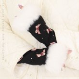 手袋 レディース かわいい おしゃれ 暖かい 冬 防寒 あったか スマホ対応 ファー キラキラ パーツ リボン 薔薇 バラ ブラック プレゼント【LALUICE ラルイス】