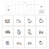 カレンダー 2027 卓上 MATOKA マトカ レディース 女性 おしゃれ かわいい リング ミニ 小さい 令和9年 ウィークリー 週めくり 週間 月曜始まり 1月始まり コンパクト スリム CAL-200 CAL-201 アニマル 動物 美術 アート メモ スケジュール パソコン下 エルコミューン 日本製