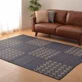 夏ラグ 夏用カーペット はっ水 い草ラグ キハチ 約240×240cm 撥水 抗カビ 折りたためる コンパクト 滑り止め付き