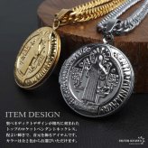 ステンレス ロケットネックレス HIPHOP ダブル喜平チェーンネックレス ロケットペンダント 写真 記念 思い出 50cm 60cm ゴールドネックレス 18KGP シルバー 聖ベネディクト 6面カット メンズ 男性 金属アレルギー対応