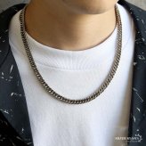 チタン 幅6mm ダブル喜平ネックレス シルバー メンズ チェーン ボリューム 存在感 地金カラー 首元 アクセサリー シンプル カジュアル ストリート 大人 男性 定番 おしゃれ 無地シャツ コーディネート 金属アレルギー対応