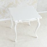 テーブル 2人 アンティーク 調 ホワイト おしゃれ 輸入家具 ロココ 白 四角 フィレンツェ リッカルディ SQ80 ヨーロピアン 輸入テーブル 木製 フレンチカントリー かわいい 猫脚テーブル 猫足 白家具 姫系 新生活