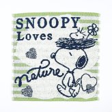 スヌーピー ミニタオル ストライプ グリーン ハンカチ SNOOPY