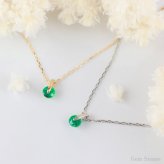  エメラルド プチ ネックレス 18金 プラチナ  一粒 一石 シンプル ペンダント レディース プチネックレス 華奢 デザイン K18 Pt900 誕生石 5月 記念日 彼女 プレゼント ギフト