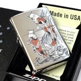 ZIPPO ライター 昇鯉 銀燻し 彫刻 渋い 和柄 御守り かっこいい ジッポ シルバー レッド ホワイト おしゃれ メンズ ギフト プレゼント