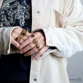 ステンレス タイガーアイリング 6タイプ 18KGP ゴールド gold ボヘミアン 虎目石 太幅 大ぶり オープンリング フリーサイズ レディース 女性 指輪 金属アレルギー対応