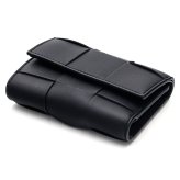 選べる2色 ボッテガヴェネタ BOTTEGA VENETA 三つ折り財布 レディース メンズ マキシイントレチャート 本革 ミニ財布 小銭入れ付き ブラック トープグレー カード6枚 750245 V3UO1