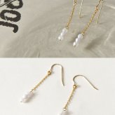 【SAWA サワ】14KGF ブルーレースアゲート 3連ピアス (14k-P-30)レディース 秋 冬 ハンドメイド 手作り 作家 アクセサリー ナチュラル シンプル おしゃれ コーディネート ブランド  人気 60代 50代 40代 30代 きれいめ 母の日 クリスマス ギフト プレゼント