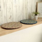 チェア 椅子 クッション パッド い草 チェック柄 調湿 空気清浄 お手入れ簡単 約35丸cm