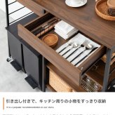 キッチンカウンター ゴミ箱収納 ゴミ箱上ラック レンジラック ダストボックス キッチンラック レンジ台 収納棚 おしゃれ 北欧 シンプル キッチン 収納 間仕切り 120cm幅 背面収納ありタイプ ：
