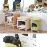ペットハウス スツール ペット 猫 ペットスツール 犬キャット ハウス ドーム型 ドッグ 小型犬室内用 ファブリック素材 ラウンド クッション付 椅子 オットマン コロンとしたかわいいかたち ペットが中に入ってくつろげて 最大2 ポリエステル 天然木