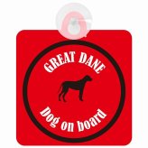 Great Dane グレートデーン レッド＆ブラック 車 窓ガラス 吸盤タイプ DOG IN CAR かっこいい おしゃれ 犬 シルエット アメ雑風 カラフル ドッグインカー ドッグオンボード 安全対策 セーフティサイン デコ 外出 ドライブ カーサイン 吸盤