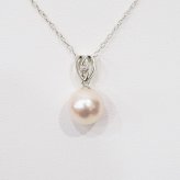 ［pearl584］ 8mm - 8.5mm ホワイトピンク ペンダント ダイヤモンド付 あこや真珠 0.01ct ハート