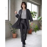 ゆったり ショートコート レディース アウター ハンドメイド 七分丈 コート カーディガン 秋冬 羽織 ダブルフェイス 一枚仕立て ウール 大きいサイズ 大人 ブランド Filomo ギフト プレゼント 7F (08000247r)