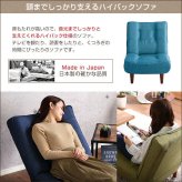 ソファ 座椅子 １人掛ハイバック 布地 ロー ポケットコイル使用、３段階リクライニング 日本製｜lemmik-レミック- シンプル 男前インテリア ヴィンテージ 一人暮らし グリーン ネイビー ブラウン