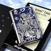 ZIPPO ライター アーマー ジッポ マーメイド ラグーン シルバー×グリッターブルー 鏡面 Mermaid Lagoon スワロフスキー かっこいい おしゃれ メンズ ギフト 動画有り プレゼント