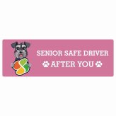 カーサイン 高齢者マーク SENIOR SAFE DRIVER ミニチュアシュナウザー ステッカー シール 長方形 15x5cm 肉球 日本製 車