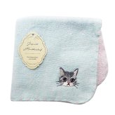 ふんわりタオルハンカチ 猫 ネコ カラーデュオハンカチ 刺繍 シンプル ワンポイント 女子高校生 彼女 プチギフト 贈り物 ふわふわ 母の日 敬老の日 猫好き おもしろ タオル ハンカチ ギフト 誕生日 ほんの気持ち プチプラ 子供 大人 ママ 母