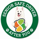 カーサイン 高齢者マーク SENIOR SAFE DRIVER ホワイトスイスシェパード マグネット 強力 直径13cm 肉球 日本製 車 ステッカー