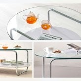 テーブル ガラス 透明 センター ロー リビング コーヒー カフェ 棚付き 収納 幅60cm 正方形 60×60 強化ガラス スチール 脚 アジャスター付き 北欧 モダン 韓国 インテリア 一人暮らし 新生活 送料無料