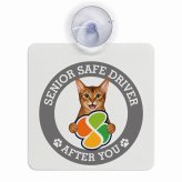 カーサイン 高齢者マーク SENIOR SAFE DRIVER アビシニアン 車内用 吸盤タイプ 収れん火災防止タイプ 肉球 日本製 車 ステッカー