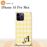 iPhone14 ProMax iPhone14 Pro Max スマホケース 背面ケースソフトケース アーガイル 黄 紫 +アルファベット 2022年 9月発売 nk-i14pm-tp1405i