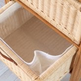 チェスト アジアン家具 収納 キャビネット シェルフ ラタン バスケット 天然素材 チーク無垢木製 籐 3段 スリム アジアン 衣類洋服収納 シャツ収納 北欧 韓国インテリア ナチュラル 新生活