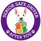 カーサイン 高齢者マーク SENIOR SAFE DRIVER ミニチュアブルテリア マグネット 強力 直径13cm 肉球 日本製 車 ステッカー