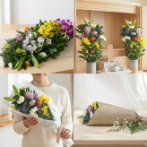 【花 お供え】【送料無料】生花　お供え花束＜和花B＞ 法要 御仏前 ご希望の色合い イメージで 花屋さんの手作り 画像配信 メッセージカードOK 北海道・沖縄・九州・四国・中国・離島への配送は不可