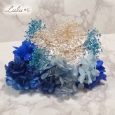 髪飾り ターコイズブルー ヘアアクセサリー ヘッドドレス プリザーブドフラワー ドライフラワー かすみ草 紫陽花 アジサイ 青 水色 ネイビー 結婚式 ウェディング ブライダル 和装 白無垢 色打掛 振袖 袴 成人式 卒業式 浴衣 七五三 前撮り 発表会 着物 花 髪留め パーティー ルルズ Lulu＊s