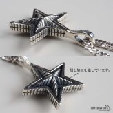 シルバー925 スターネックレス 星 ペンダントネックレス ダブル喜平ネックレス 6面カット 50cm 60cm シルバー 燻し アンティーク コインエッジ ギザギザ メンズ 男性 金属アレルギー対応